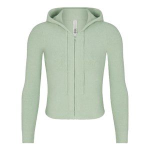 SKIMS New Light Cozy Cropped Zip Up Hoodie in Mint (S)